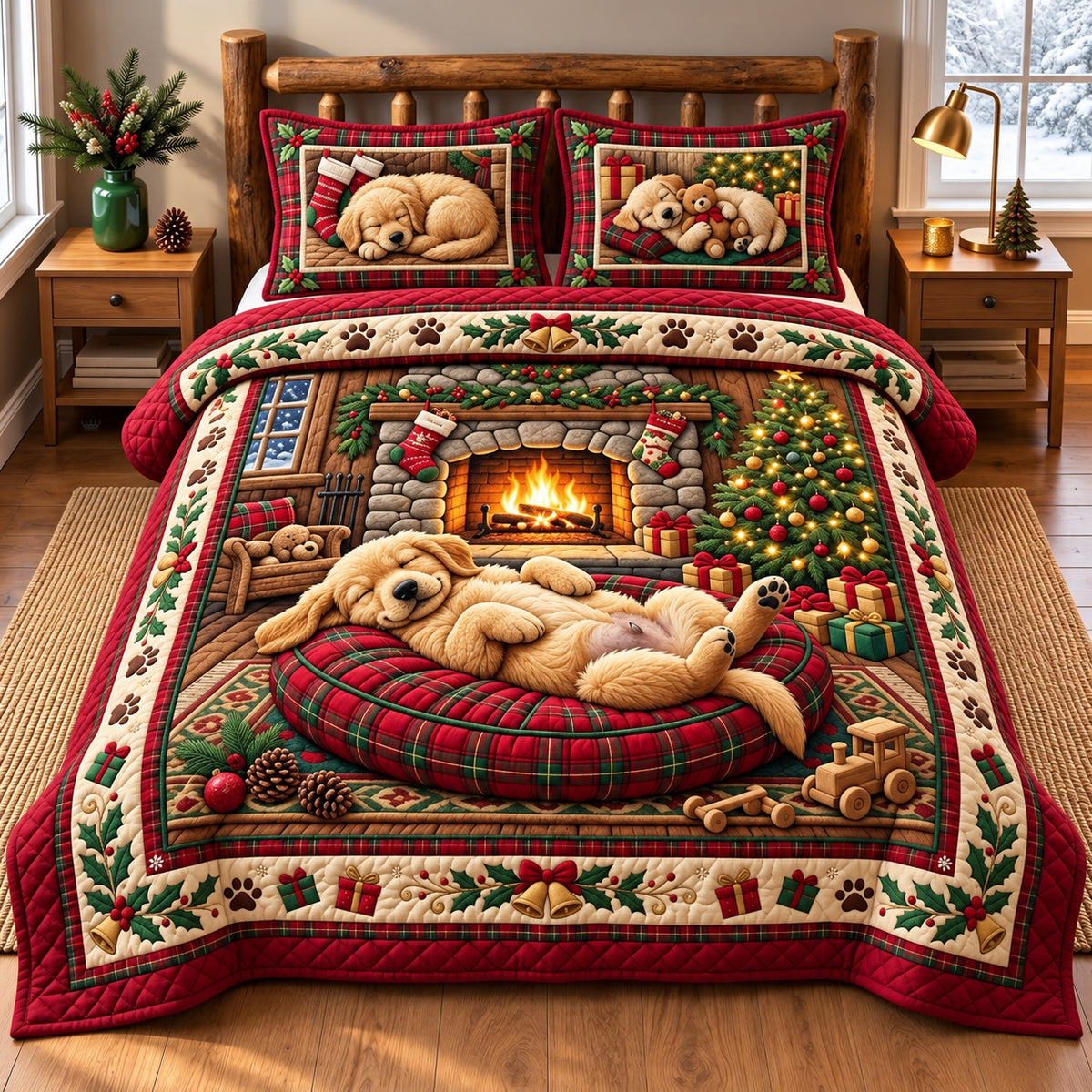 Cabin Golden 3-Piece Quilted Bedding Set GFTOPND3454