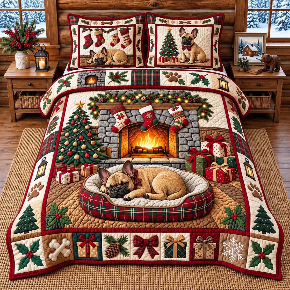 Sleeping Puppy 3-Piece Quilted Bedding Set GFTOPND3482