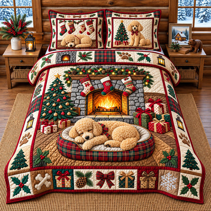 Sleeping Puppy 3-Piece Quilted Bedding Set GFTOPND3482