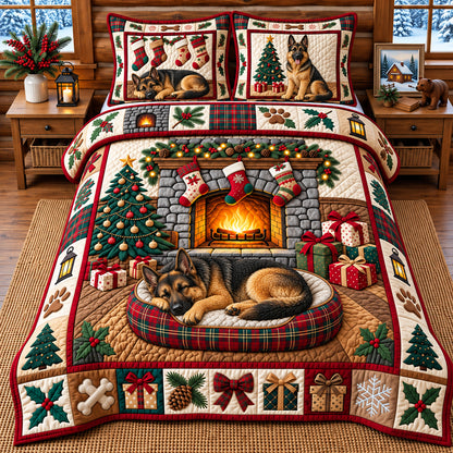 Sleeping Puppy 3-Piece Quilted Bedding Set GFTOPND3482