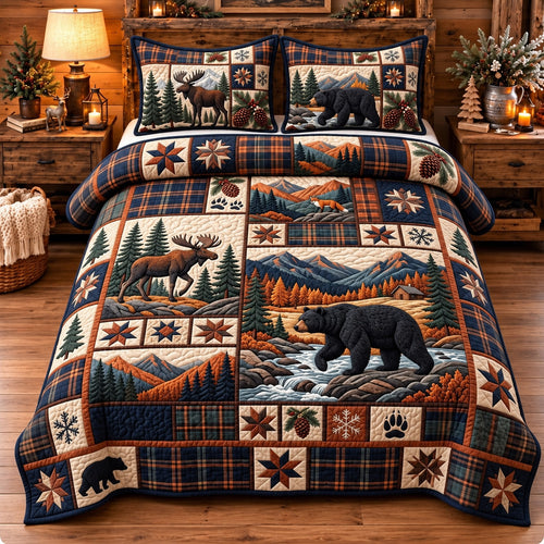 Northern Forest Patchwork 3-Piece Quilted Bedding Set GFTOPND3496