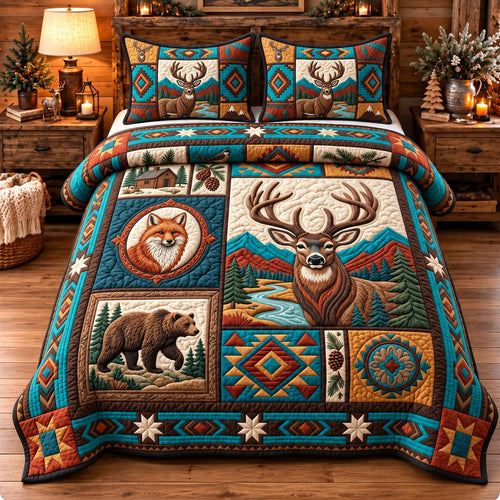Southwest Woodland Patchwork 3-Piece Quilted Bedding Set GFTOPND3499