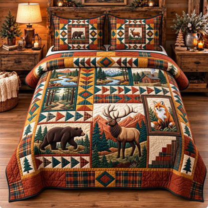 Mountain Lodge Patchwork 3-Piece Quilted Bedding Set GFTOPND3501