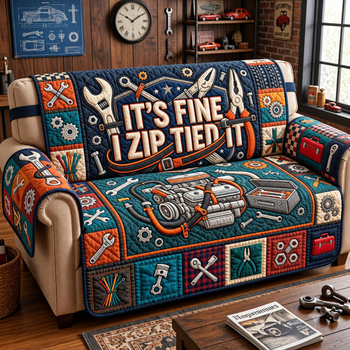 I Zip Tired It Quilted Sofa Cover GFTOPND3510