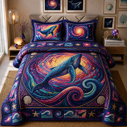 Colorful Whale 3-Piece Quilted Bedding Set GFTOPND353