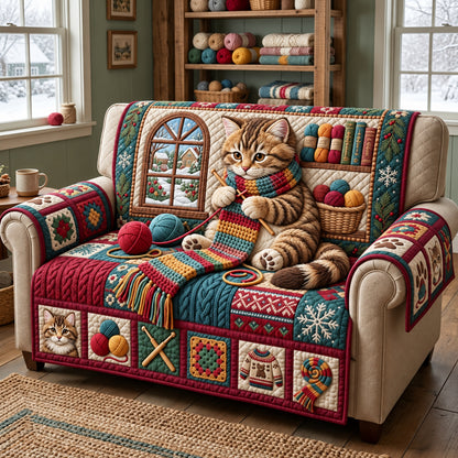 Knitting Kitten Quilted Sofa Cover GFTOPND3536