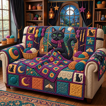 Moonlight Kitten Quilted Sofa Cover GFTOPND3538