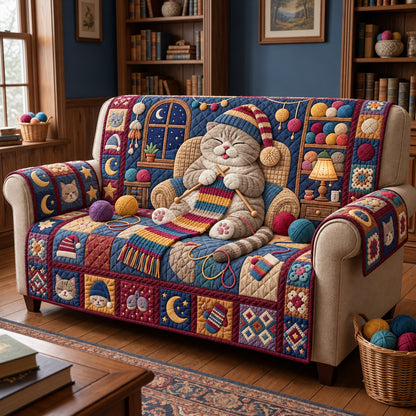 Crafty Cat Quilted Sofa Cover GFTOPND3539