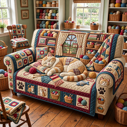Cozy Craft Cat Quilted Sofa Cover GFTOPND3541