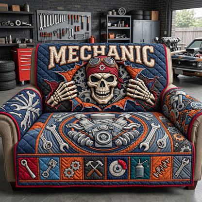 Mechanic Skull Quilted Sofa Cover GFTOPND3548