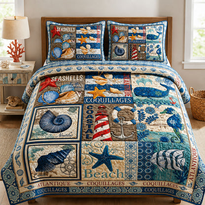 Ocean Creatures 3-Piece Quilted Bedding Set GFTOPND355