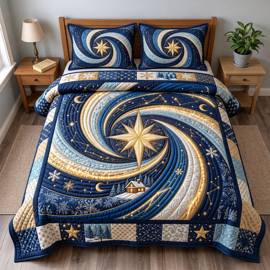 Midnight Christmas 3-Piece Quilted Bedding Set GFTOPND3550