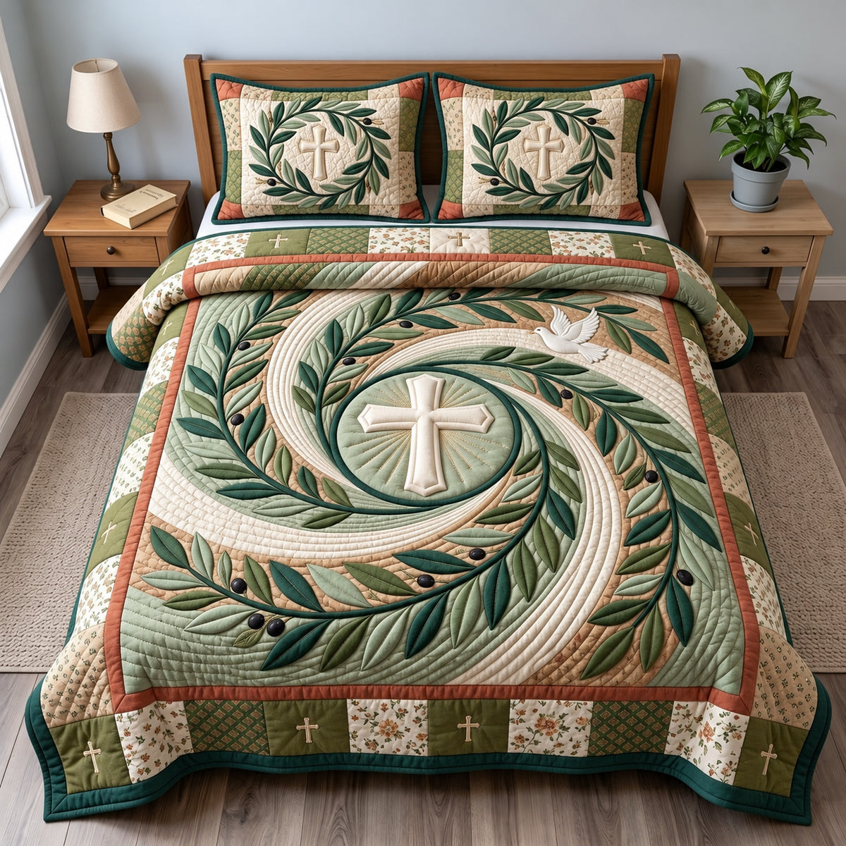 Olive Branch Covenant 3-Piece Quilted Bedding Set GFTOPND3560
