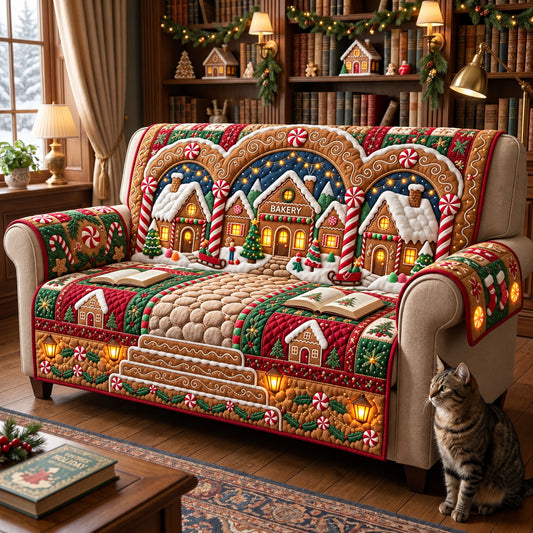 Christmas Gingerbread Village Quilted Sofa Cover GFTOPND3565