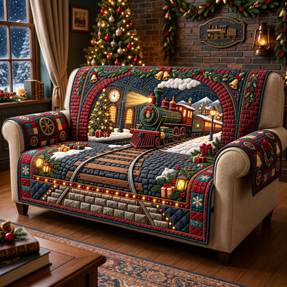 Midnight Christmas Express Quilted Sofa Cover GFTOPND3568