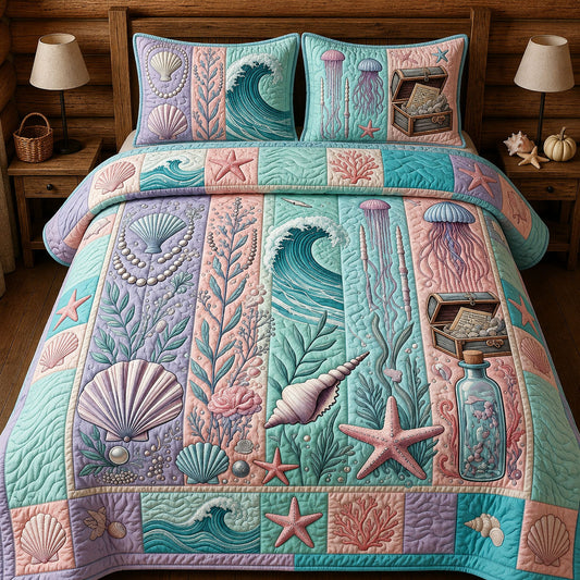 Ocean Treasures 3-Piece Quilted Bedding Set GFTOPND358