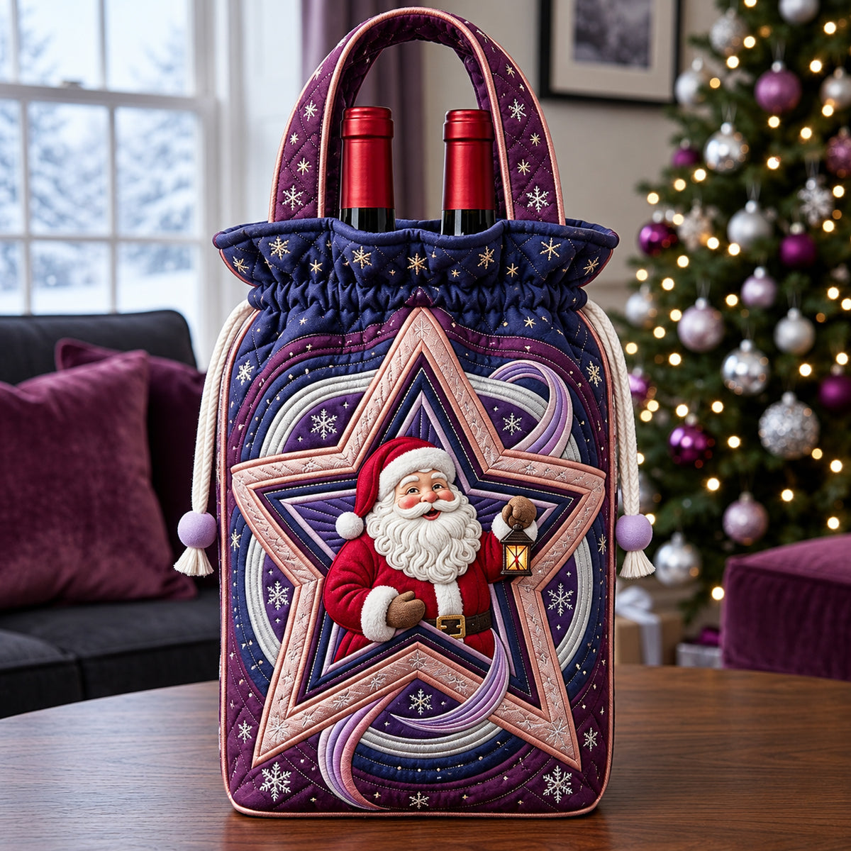 Celestial Christmas Star Quilted Bottle Carrier Bag GFTOPND3581