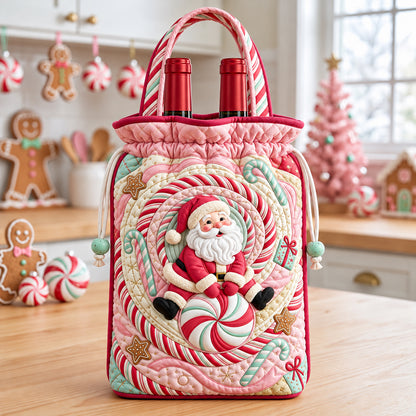 Candy Cane Wonderland Quilted Bottle Carrier Bag GFTOPND3582