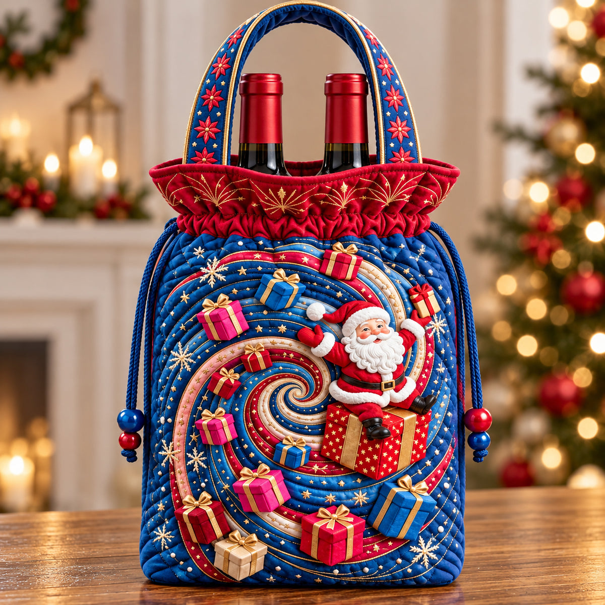 Christmas Gift Galaxy Quilted Bottle Carrier Bag GFTOPND3583
