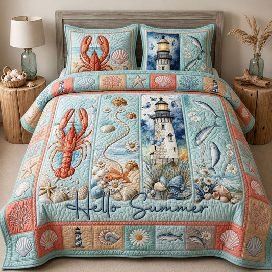 Ocean Creatures 3-Piece Quilted Bedding Set GFTOPND359