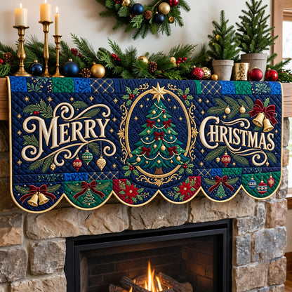Merry Christmas Quilted Mantel Scarf GFTOPND3590