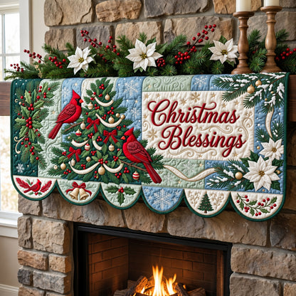 Christmas Blessing Quilted Mantel Scarf GFTOPND3591