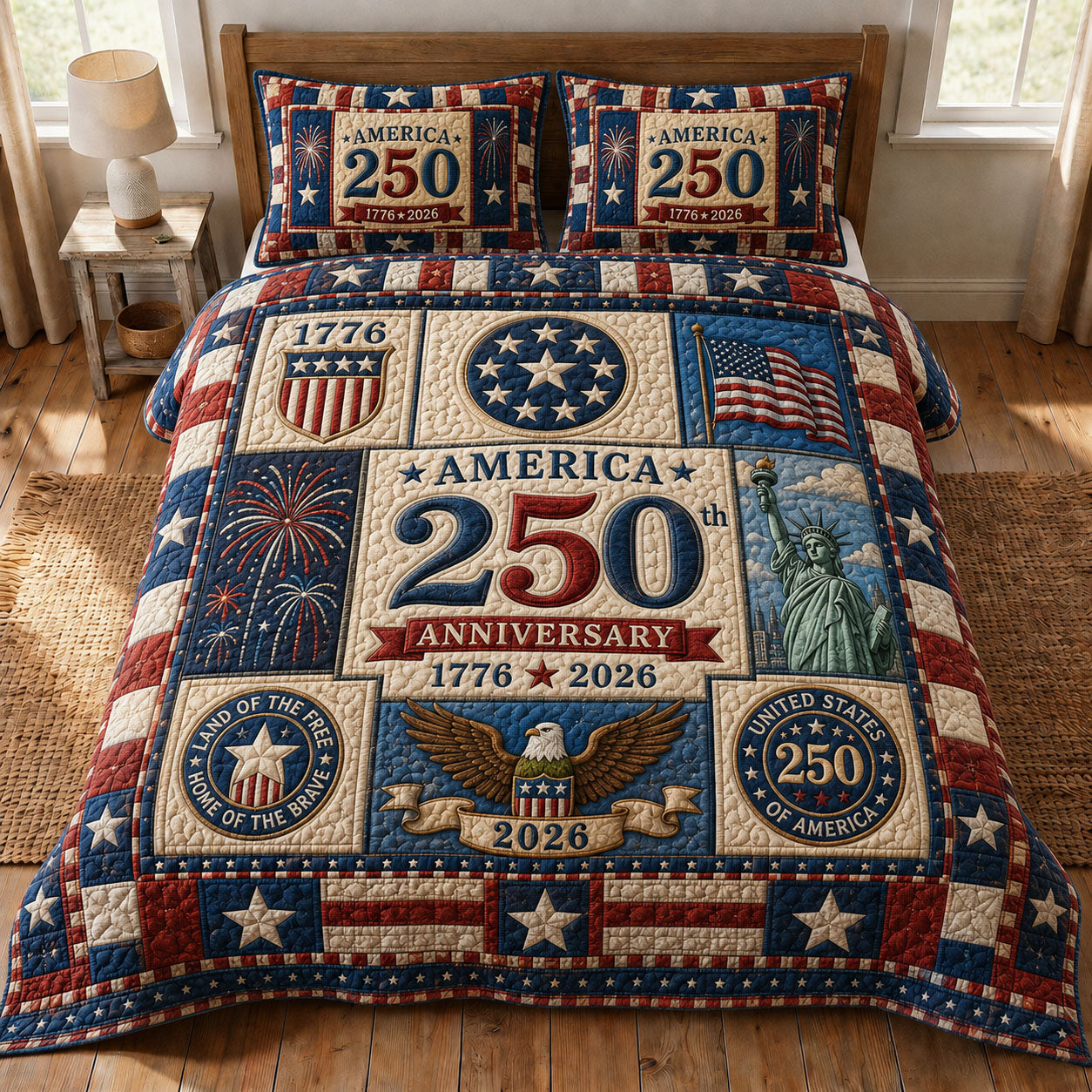 Heritage Patch 3-Piece Quilted Bedding Set GFTOPND36