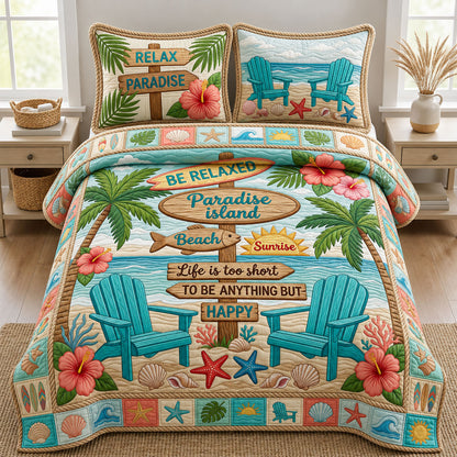 Beach Vacation 3-Piece Quilted Bedding Set GFTOPND360