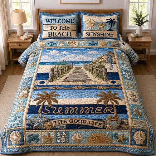 Beach Vacation 3-Piece Quilted Bedding Set GFTOPND361