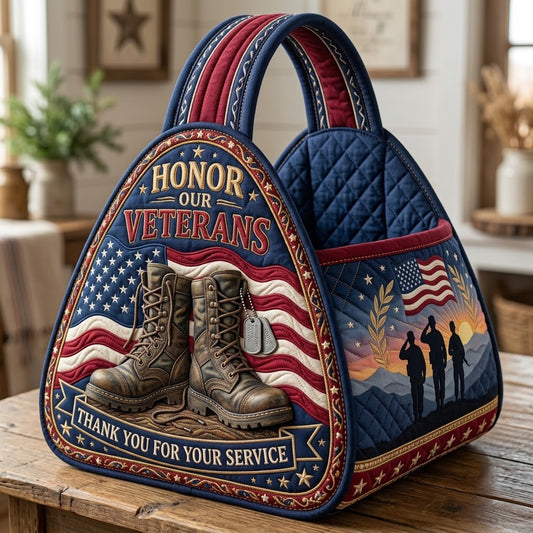 Honor Our Veterans Christmas Quilted Basket GFTOPND3615