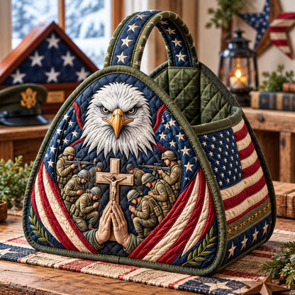 USA Patriotic Christmas Quilted Basket GFTOPND3619