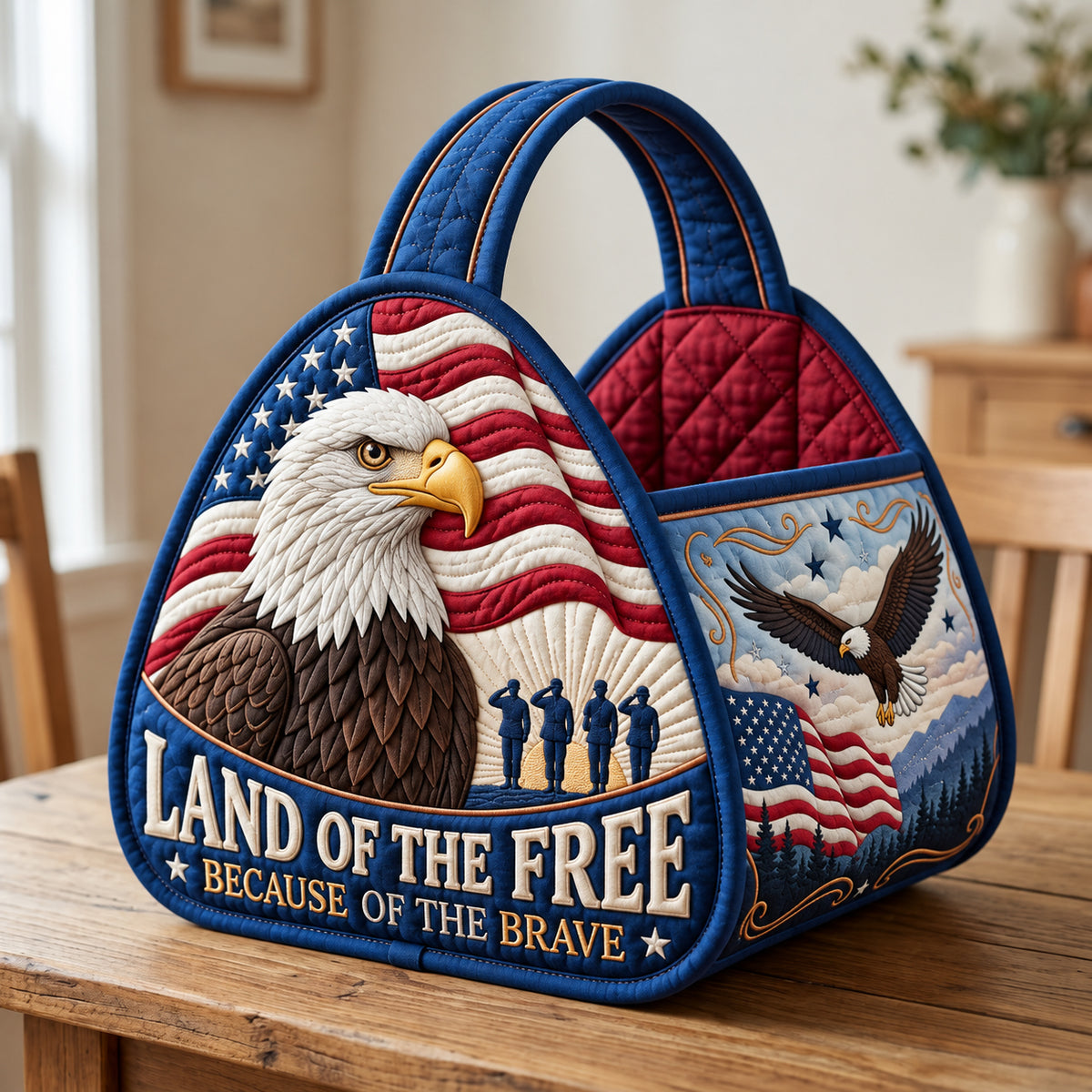 Land Of The Free Christmas Quilted Basket GFTOPND3620