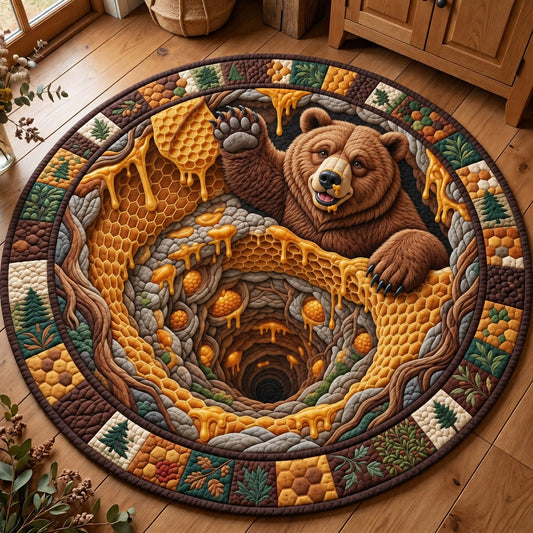 Honey Thief Bear Quilted Round Mat GFTOPND3655