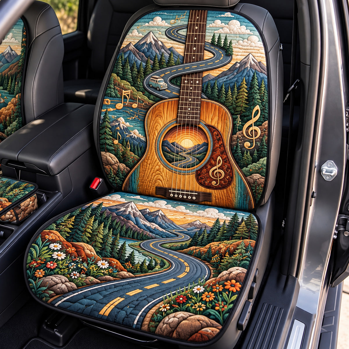 Guitar Mountain Highway Quilted Car Seat Protector GFTOPND3670