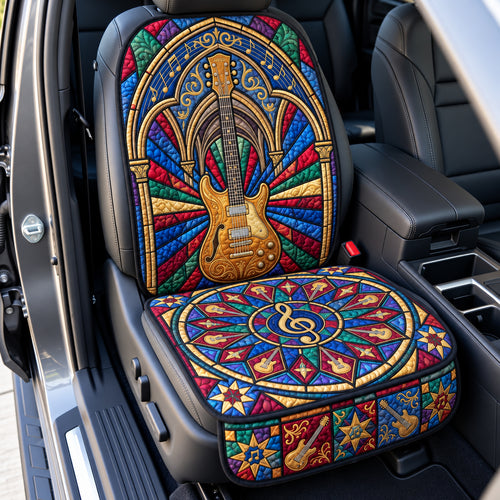 Guitar Mosaic Cathedral Quilted Car Seat Protector GFTOPND3672