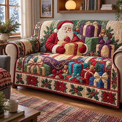 Christmas Santa Quilted Sofa Cover GFTOPND3678