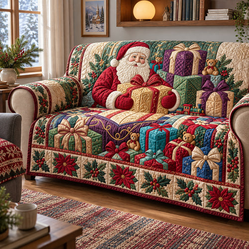 Christmas Santa Quilted Sofa Cover GFTOPND3678