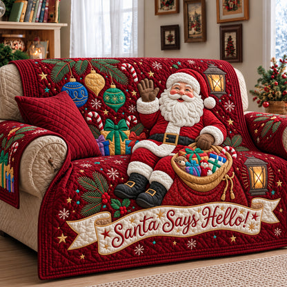 Happy Santa Quilted Sofa Cover GFTOPND3679