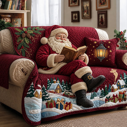 Reading Santa Quilted Sofa Cover GFTOPND3680