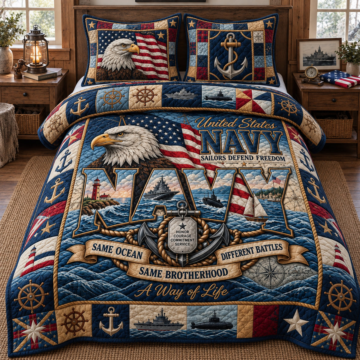 Proud Veteran 3-Piece Quilted Bedding Set GFTOPND3683