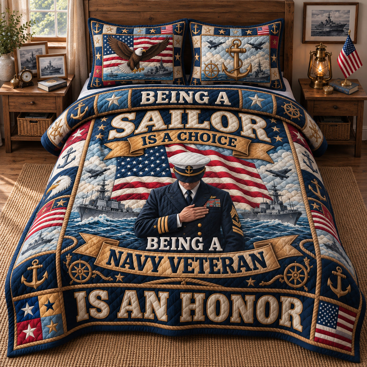Proud Veteran 3-Piece Quilted Bedding Set GFTOPND3685