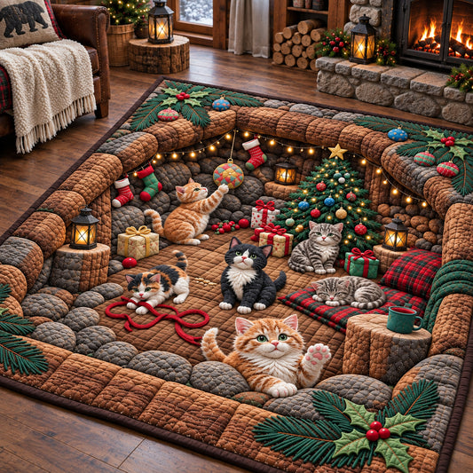Kitten Christmas Underground World Area Rug GFTOPND3689