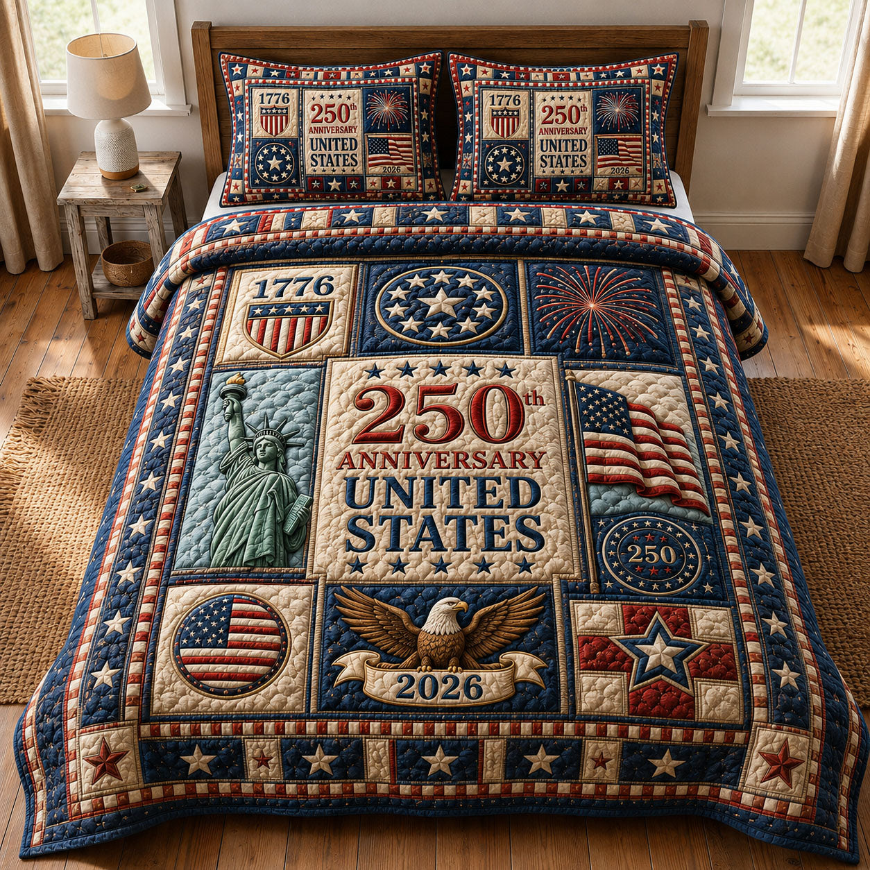 Heritage Patch 3-Piece Quilted Bedding Set GFTOPND37
