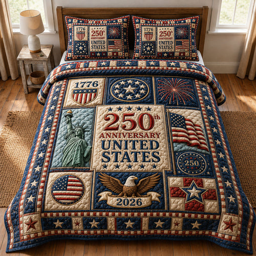 Heritage Patch 3-Piece Quilted Bedding Set GFTOPND37