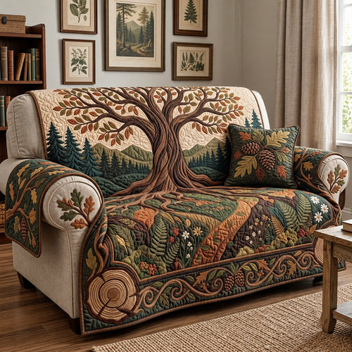 Ancient Woodland Tree Quilted Sofa Cover GFTOPND3703