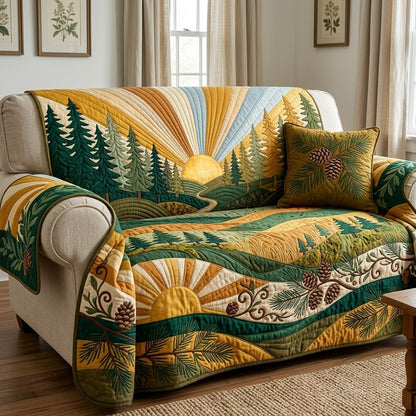 Golden Pine Sunrise Quilted Sofa Cover GFTOPND3706