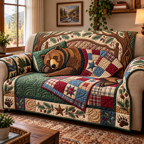 Sleeping Bear Quilted Sofa Cover GFTOPND3708
