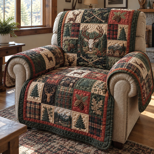 Hunting Lodge Deer Skull Quilted Sofa Cover GFTOPND3732