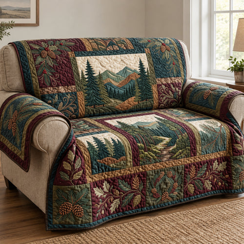 Burgundy Evergreen Lodge Quilted Sofa Cover GFTOPND3743