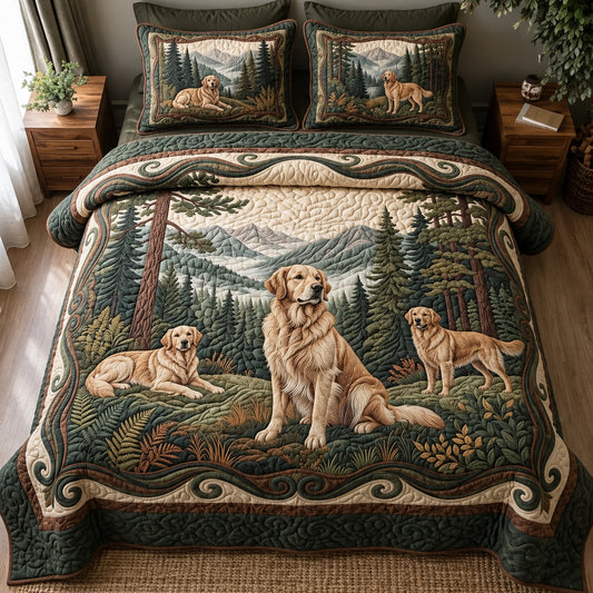 Golden Woodland 3-Piece Quilted Bedding Set GFTOPND3745